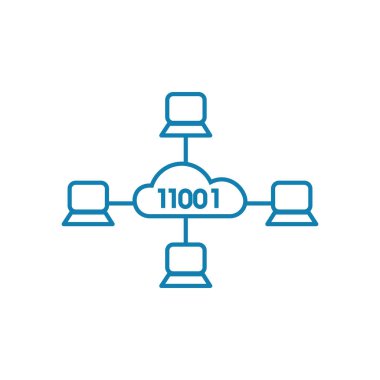 Bulut hizmet doğrusal simgesi kavramı. Bulut servis satırı vektör işaret, sembol, illüstrasyon.