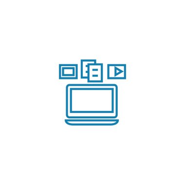 Bilgisayar uygulamaları doğrusal simgesi kavramı. Bilgisayar uygulamaları satır vektör işaret, sembol, şekil.