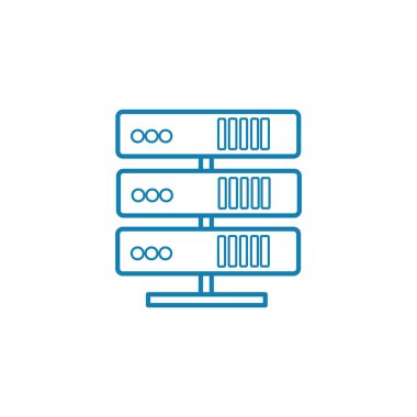 Bilgisayar sunucu doğrusal simgesi kavramı. Bilgisayar sunucu line işaret, sembol, illüstrasyon vektör.