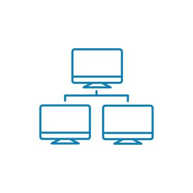 Şirket ağı doğrusal simgesi kavramı. Şirket ağı çizgi vektör işaret, sembol, illüstrasyon.