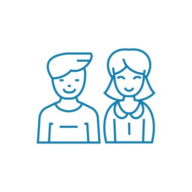 Kaç aşk doğrusal simgesi kavramı içinde. Aşık çift satır vektör işaret, sembol, illüstrasyon.