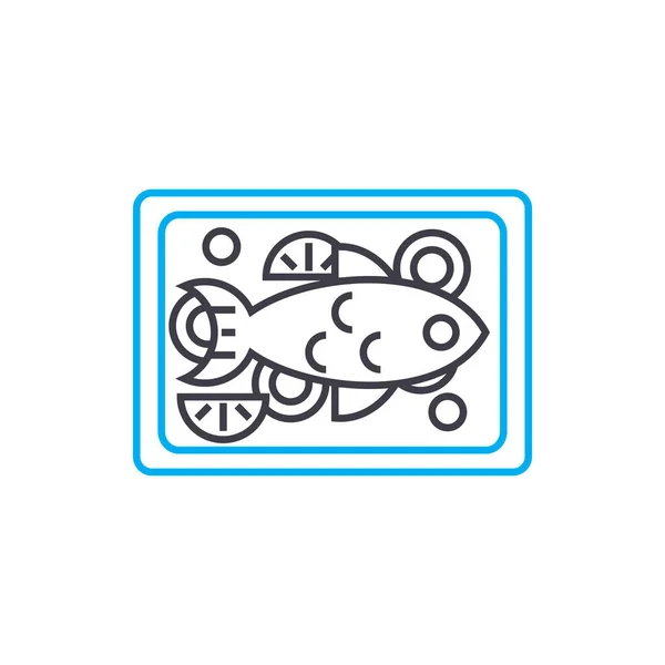 Concepto de icono lineal de pavo al horno. Pavo al horno línea vector signo, símbolo, ilustración . — Vector de stock