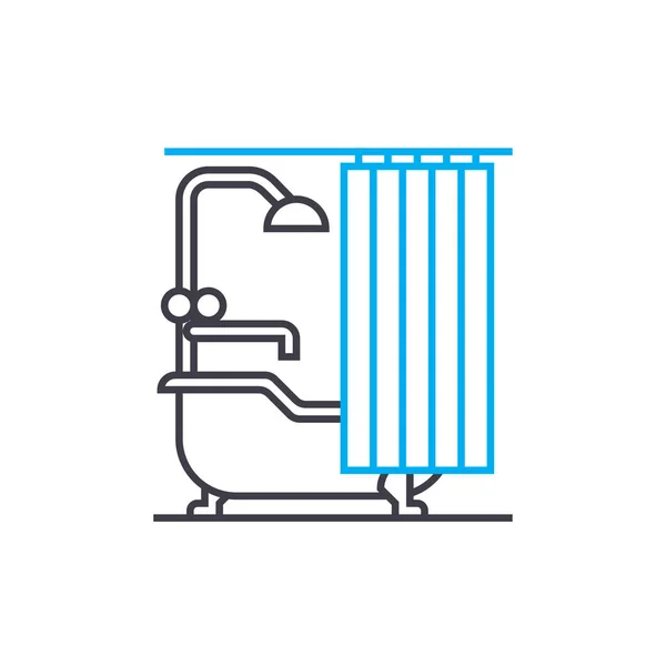 Bad lineares Icon-Konzept. Badezimmer Linienvektorzeichen, Symbol, Illustration. — Stockvektor