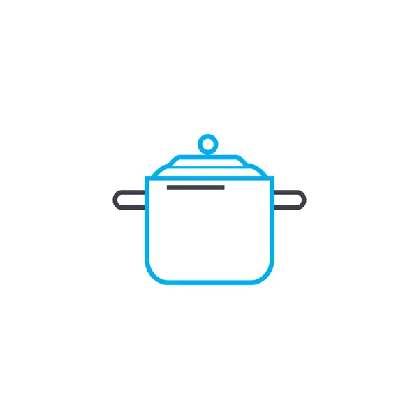 砂锅为汤线形图标概念。汤线砂锅系列矢量符号, 符号, 插图. — 图库矢量图片