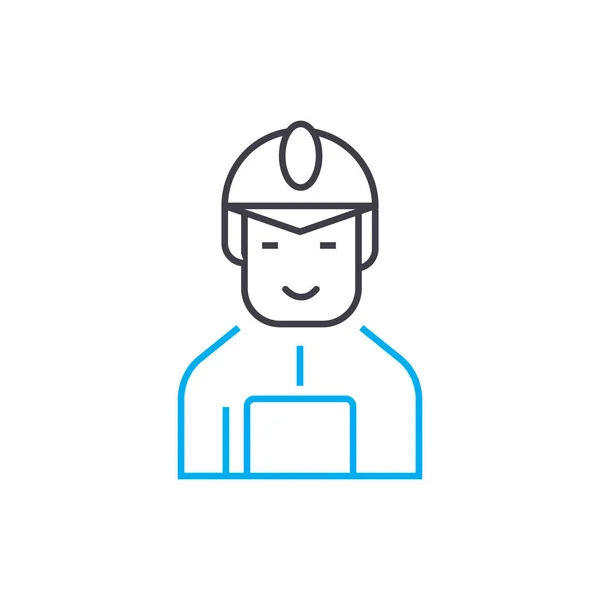 Construction worker linear icon concept. Construction worker line vector sign, symbol, illustration. — Stock Vector