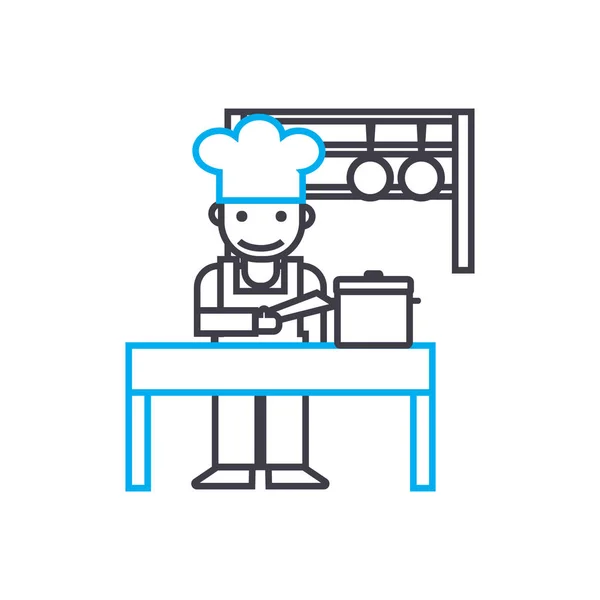 Concepto de icono lineal de cocina. Línea de cocina vector signo, símbolo, ilustración . — Vector de stock