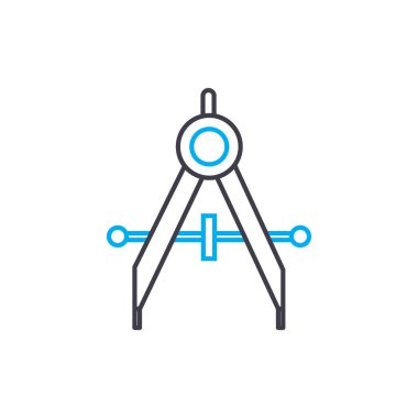 Doğrusal simgesi kavramı boyutlandırılması. Ölçülendirme çizgi vektör işaret, sembol, şekil.