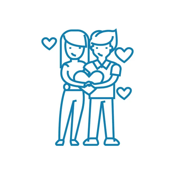 Couple d'amoureux concept d'icône linéaire. Couple d'amoureux ligne vectoriel signe, symbole, illustration . — Image vectorielle