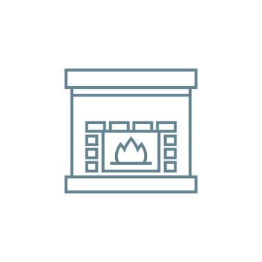 Elektrikli şömine doğrusal simgesi kavramı. Elektrikli şömine çizgi vektör işaret, sembol, illüstrasyon.