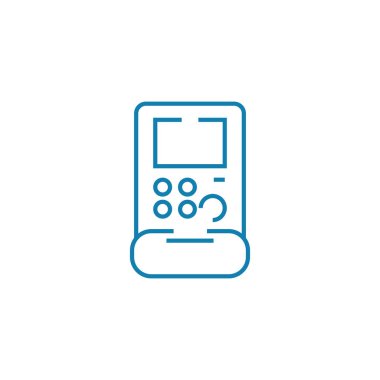 Elektronik oyun doğrusal simgesine kavramı. Elektronik oyun çizgi vektör işaret, sembol, şekil.