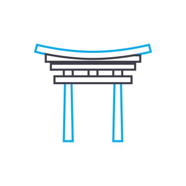 Giriş kemer doğrusal simgesi kavramı. Giriş kemer çizgi vektör işaret, sembol, illüstrasyon.