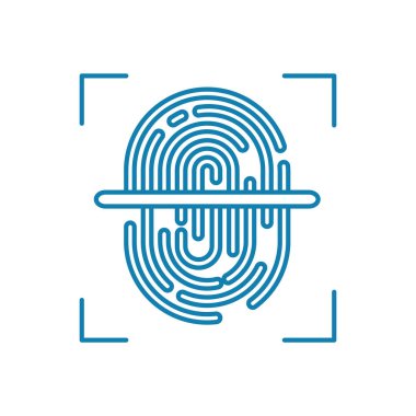 Tarama doğrusal simgesi kavramı parmak izi. Parmak izi tarama çizgi vektör işaret, sembol, şekil.