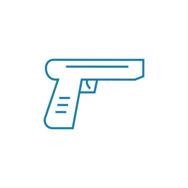 Ateşli silahlar doğrusal simgesi kavramı. Ateşli silahlar satır vektör işaret, sembol, illüstrasyon.