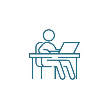 Freelancer doğrusal simgesi kavramı. Bağımsız çizgi vektör işaret, sembol, illüstrasyon.