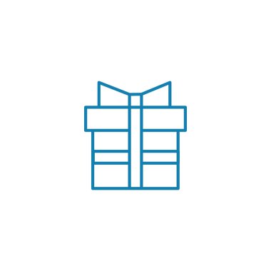 Hediye bölümü doğrusal simgesi kavramı. Hediyelik bölüm çizgi vektör işaret, sembol, şekil.