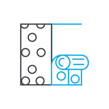 Duvar kağıdı doğrusal simgesi kavramı asılı. Asılı duvar kağıdı hat vektör işaret, sembol, şekil.