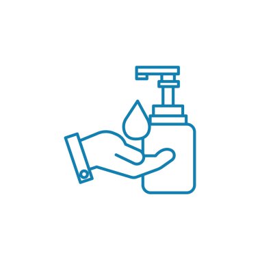 El hijyeni doğrusal simgesi kavramı. Hijyen çizgi vektör işaret, sembol, şekil.