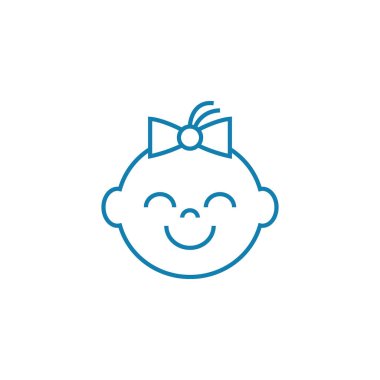 Mutlu çocuk doğrusal simgesi kavramı. Mutlu çocuk çizgi vektör işaret, sembol, illüstrasyon.