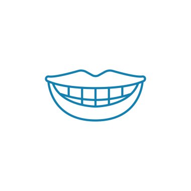 Sağlıklı gülümseme doğrusal simgesi kavramı. Sağlıklı gülümseme çizgi vektör işaret, sembol, illüstrasyon.