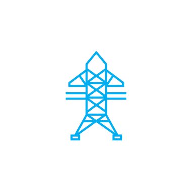 Yüksek gerilim ağlar doğrusal simgesi kavramı. Yüksek gerilim ağlar satır vektör işaret, sembol, illüstrasyon.