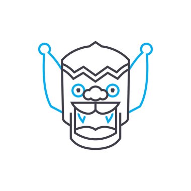 Hint maskesi doğrusal simgesi kavramı. Hint maskesi çizgi vektör işaret, sembol, illüstrasyon.