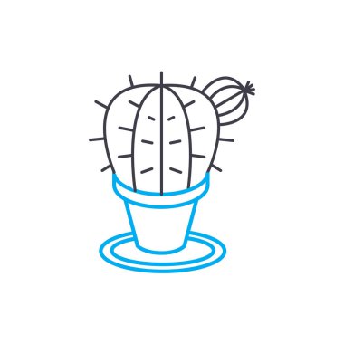 Kapalı kaktüs doğrusal simgesi kavramı. Kapalı kaktüs çizgi vektör işaret, sembol, illüstrasyon.