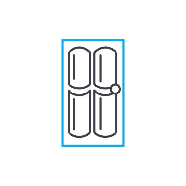 İç kapı doğrusal simgesi kavramı. İç kapı çizgi vektör işaret, sembol, illüstrasyon.