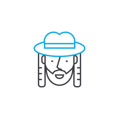 Yahudi doğrusal simgesi kavramı. Yahudi çizgi vektör işaret, sembol, illüstrasyon.