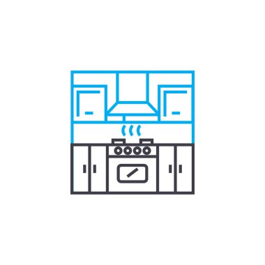 Mutfak doğrusal simgesi konsepti. Mutfak çizgi vektör işaret, sembol, illüstrasyon.