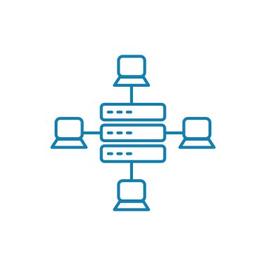 Yerel ağ doğrusal simgesi kavramı. Yerel ağ çizgi vektör işaret, sembol, illüstrasyon.