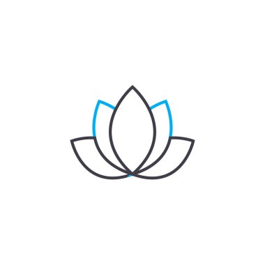 Lotus doğrusal simgesi kavramı. Lotus çizgi vektör işaret, sembol, illüstrasyon.