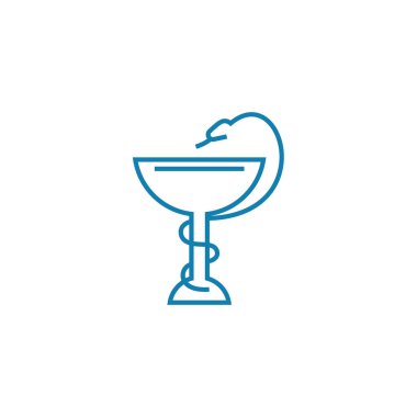 Tıp doğrusal simgesi kavramı. Tıp çizgi vektör işaret, sembol, illüstrasyon.