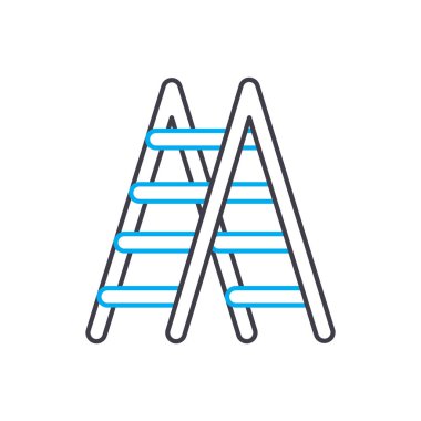 Metal merdiven doğrusal simgesi kavramı. Metal merdiven çizgi vektör işaret, sembol, şekil.