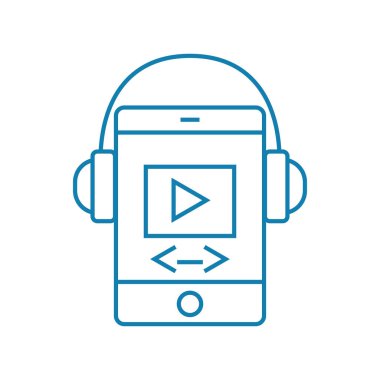 Mobil medya uygulamaları doğrusal simgesi kavramı. Mobil medya uygulamaları satır vektör işaret, sembol, illüstrasyon.