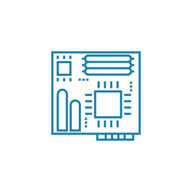 Anakart doğrusal simgesi kavramı. Anakart çizgi vektör işaret, sembol, illüstrasyon.