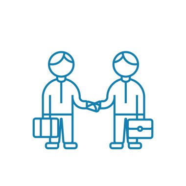 Karşılıklı anlaşma doğrusal simgesi kavramı. Karşılıklı anlaşma satırı vektör işaret, sembol, illüstrasyon.