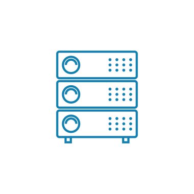 Ağ donanımları doğrusal simgesi kavramı. Ağ donanımları çizgi vektör işaret, sembol, illüstrasyon.