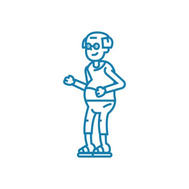 Yaşlı adam doğrusal simgesi kavramı. Yaşlı adam çizgi vektör işaret, sembol, şekil.