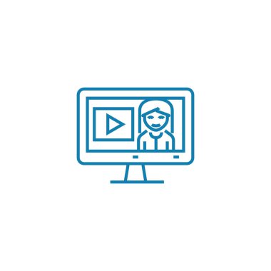 Online reklam doğrusal simgesi kavramı. Halkla ilişkiler çizgi vektör işaret, sembol, şekil.