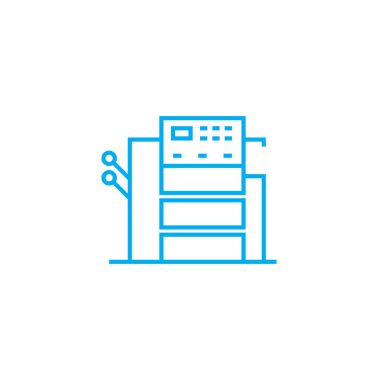 Operasyonel ekipman doğrusal simgesi kavramı. Operasyonel ekipman çizgi vektör işareti, sembol, şekil.