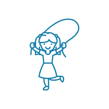 Açık kızlar oyunları doğrusal simgesi kavramı. Açık kız oyunları satır vektör işaret, sembol, şekil.