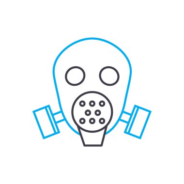 Kişisel antigas ekipman doğrusal simgesi kavramı. Kişisel antigas ekipman çizgi vektör işareti, sembol, şekil.