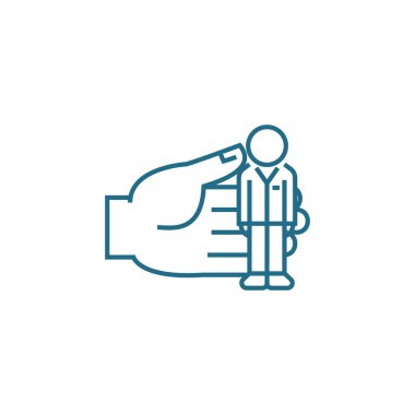 Personel yönetimi doğrusal simgesi kavramı. Personel yönetimi çizgi vektör işaret, sembol, şekil.