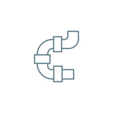 Boru bağlantı doğrusal simgesi kavramı. Boru bağlantı hattı vektör işaret, sembol, illüstrasyon.