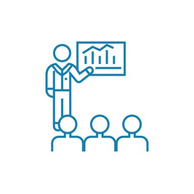 Analist doğrusal simgesi kavram tanıtımı. Sunu analisti çizgi vektör işaret, sembol, şekil.