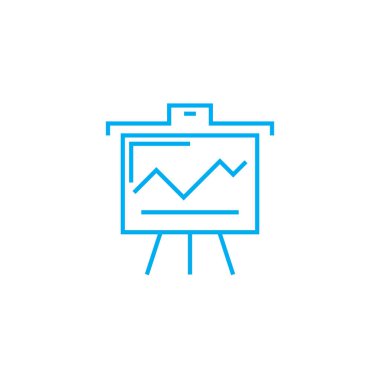 Geçici sonuçları doğrusal simgesi konsept sunmak. Sunan geçici sonuçları satır vektör işaret, sembol, illüstrasyon.