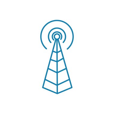 Radyo baz istasyonu doğrusal simgesi kavramı. Telsiz baz istasyonu hat vektör işaret, sembol, şekil.