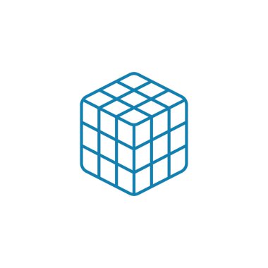 Rubiks küp doğrusal simgesi kavramı. Rubiks küp çizgi vektör işaret, sembol, şekil.