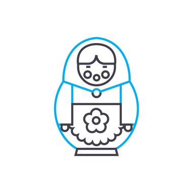 Rus Bebek doğrusal simgesi kavramı. Rus Bebek çizgi vektör işaret, sembol, illüstrasyon.