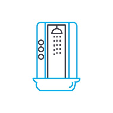 Duş kabin doğrusal simgesi kavramı. Duşa Kabin çizgi vektör işaret, sembol, şekil.